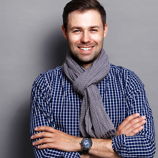Shelf Life of Viagra? Smiling Guy Wearing Scarf